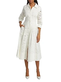 Jazz Eyelet Midi-Shirtdress