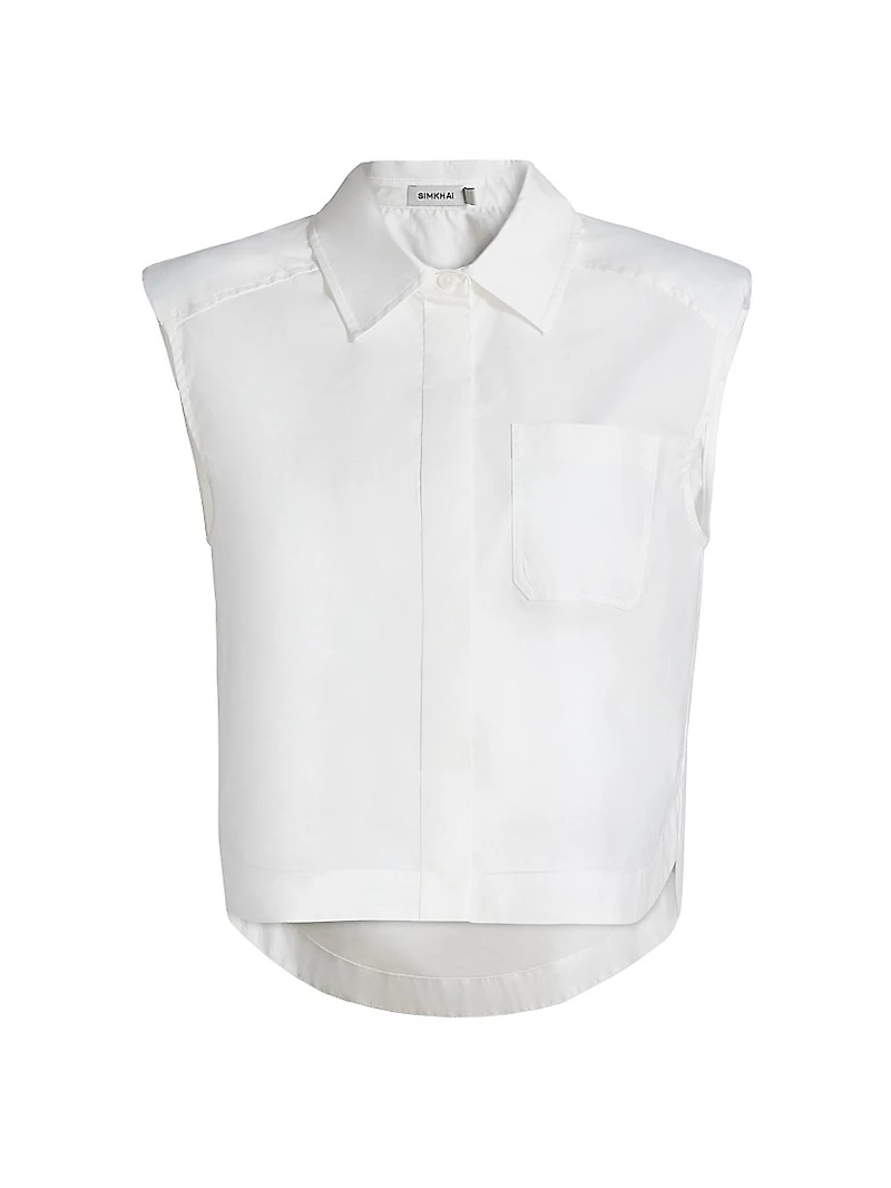 Winslow Cropped Sleeveless Button-Front Shirt