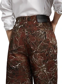 LOEWE x Paula's Ibiza Feather-Print High-Rise Wide-Leg Jeans