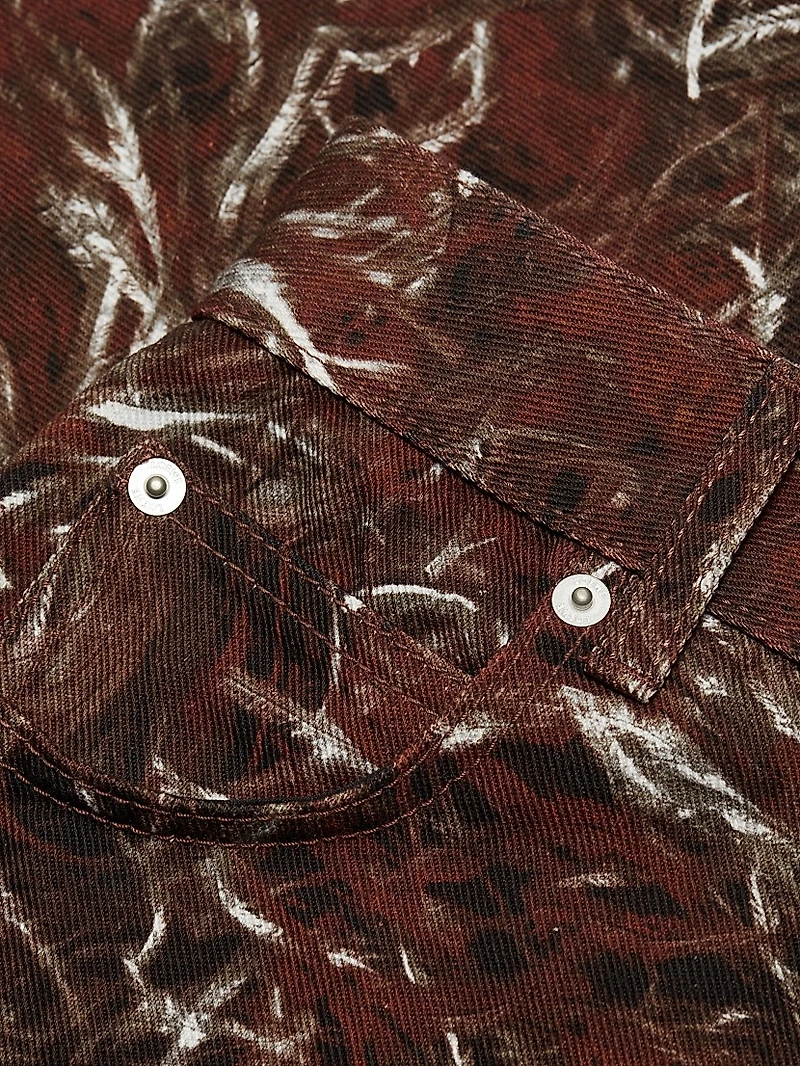 LOEWE x Paula's Ibiza Feather-Print High-Rise Wide-Leg Jeans