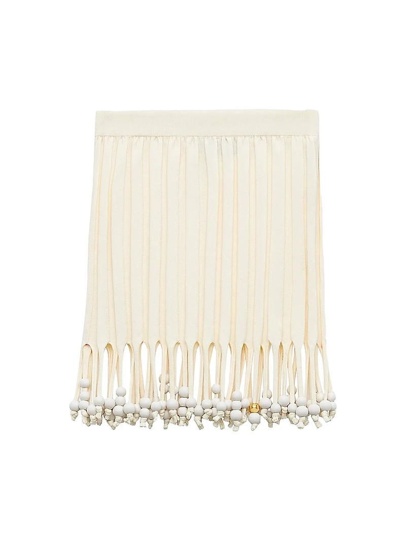 LOEWE x Paula's Ibiza Beaded Tassel Cotton Miniskirt
