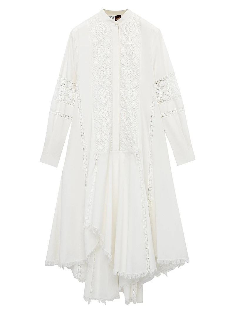 LOEWE x Paula's Ibiza Lace Long-Sleeve Shirtdress
