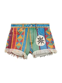 LOEWE x Paula's Ibiza Printed Denim Shorts