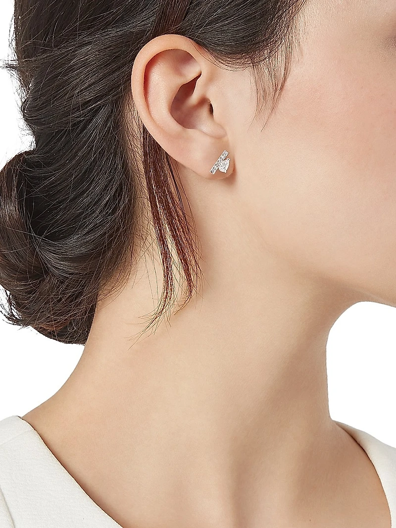 Serti Sur Vide 18K White Gold & 0.32 TCW Diamond Stud Earring