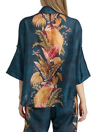 Ascension Leaf Print Silk Relaxed Shirt