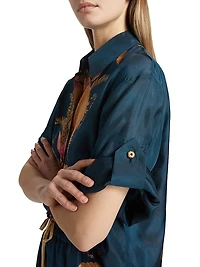 Ascension Leaf Print Silk Relaxed Shirt