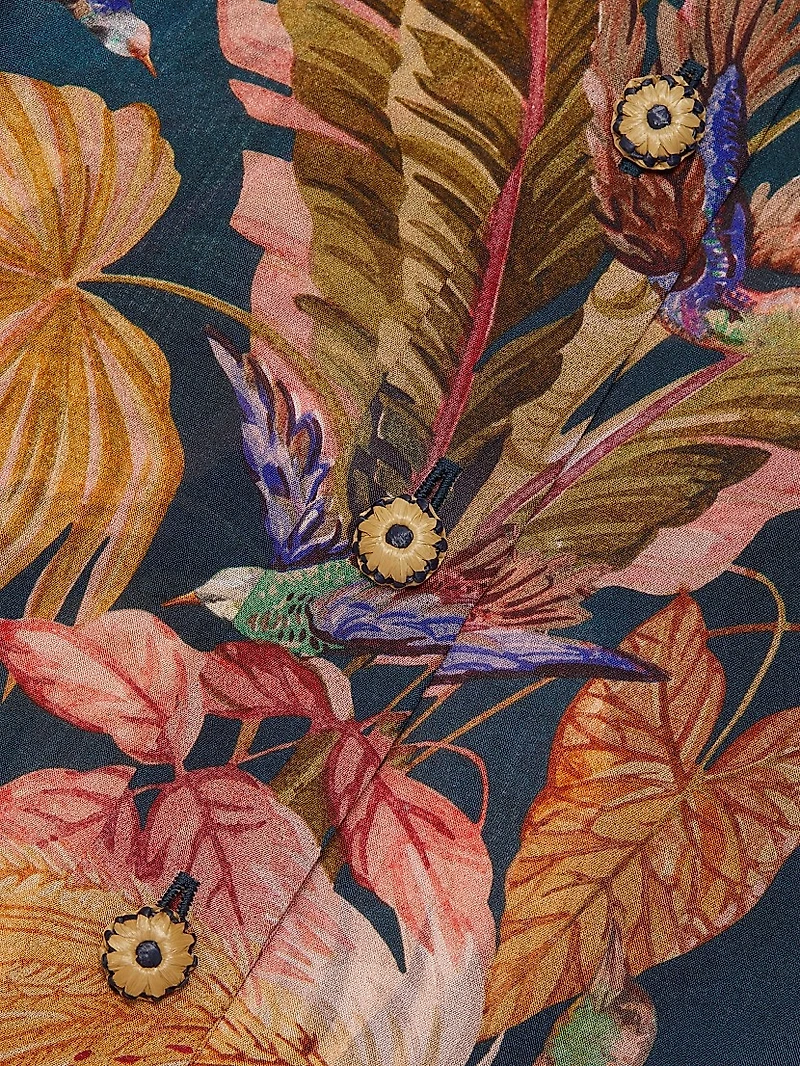 Ascension Leaf Print Silk Relaxed Shirt