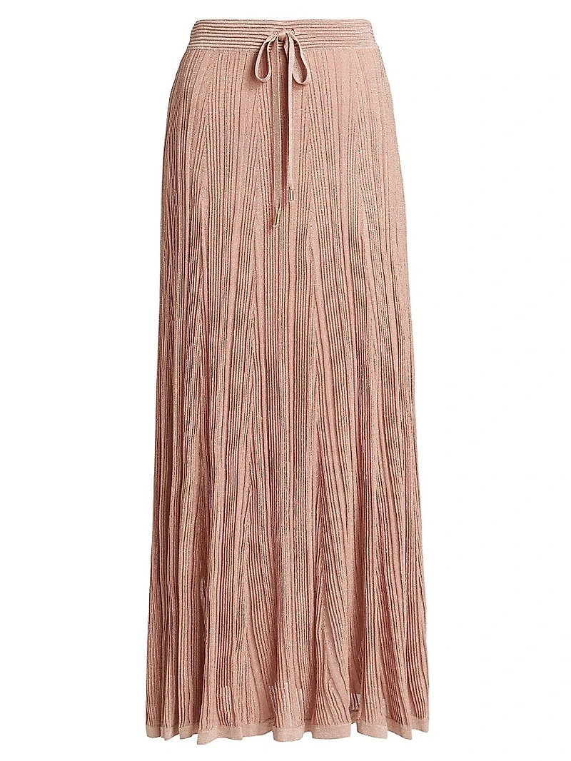 Lucky Pleated Metallic Maxi Skirt