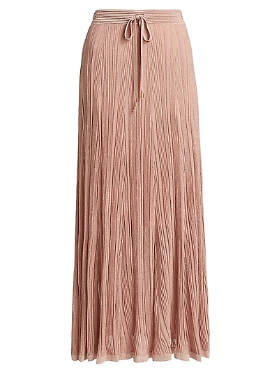 Lucky Pleated Metallic Maxi Skirt