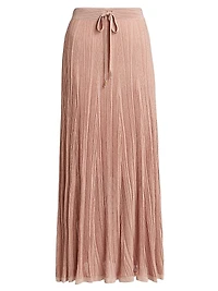 Lucky Pleated Metallic Maxi Skirt