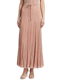 Lucky Pleated Metallic Maxi Skirt