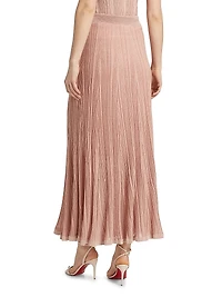 Lucky Pleated Metallic Maxi Skirt