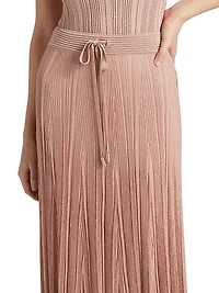 Lucky Pleated Metallic Maxi Skirt