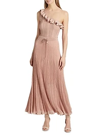 Lucky Pleated Metallic Maxi Skirt