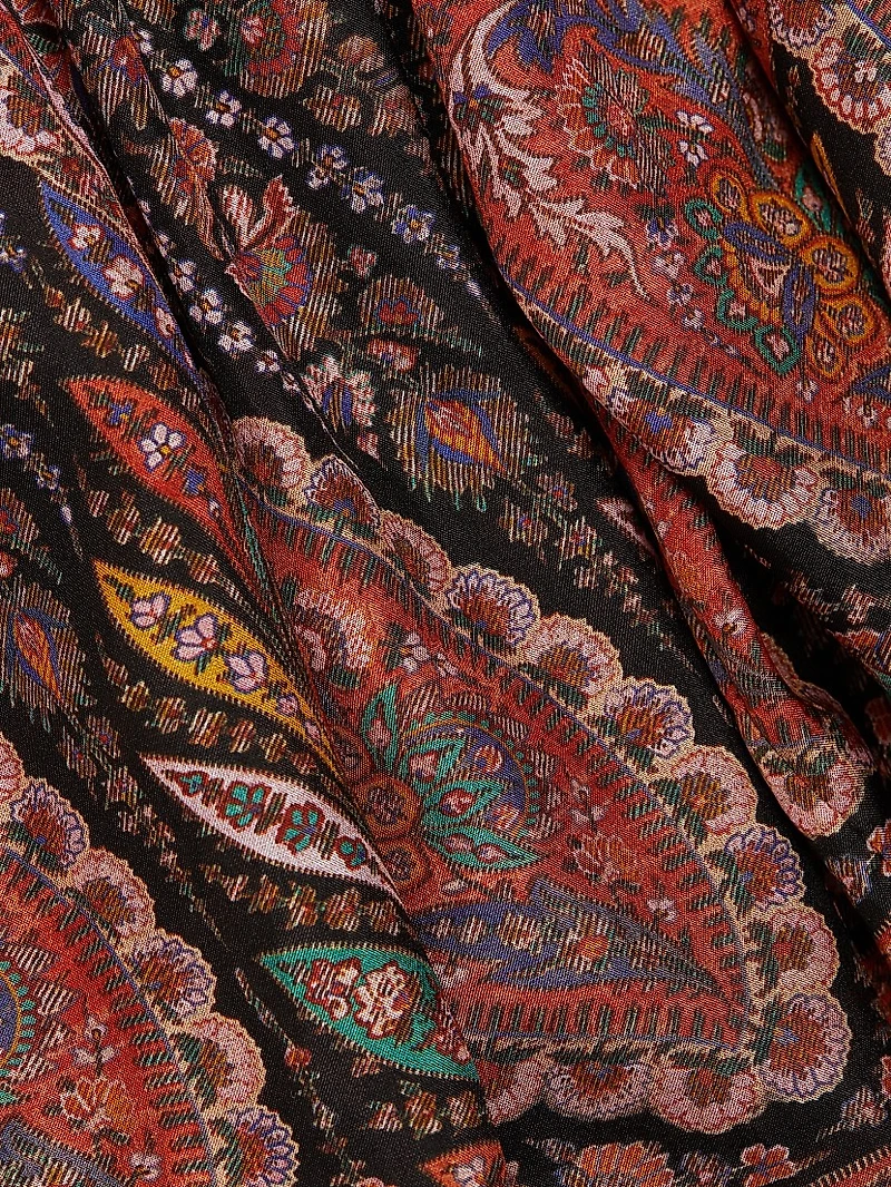 Rhiannon Ruffled Paisley Silk Maxi Dress