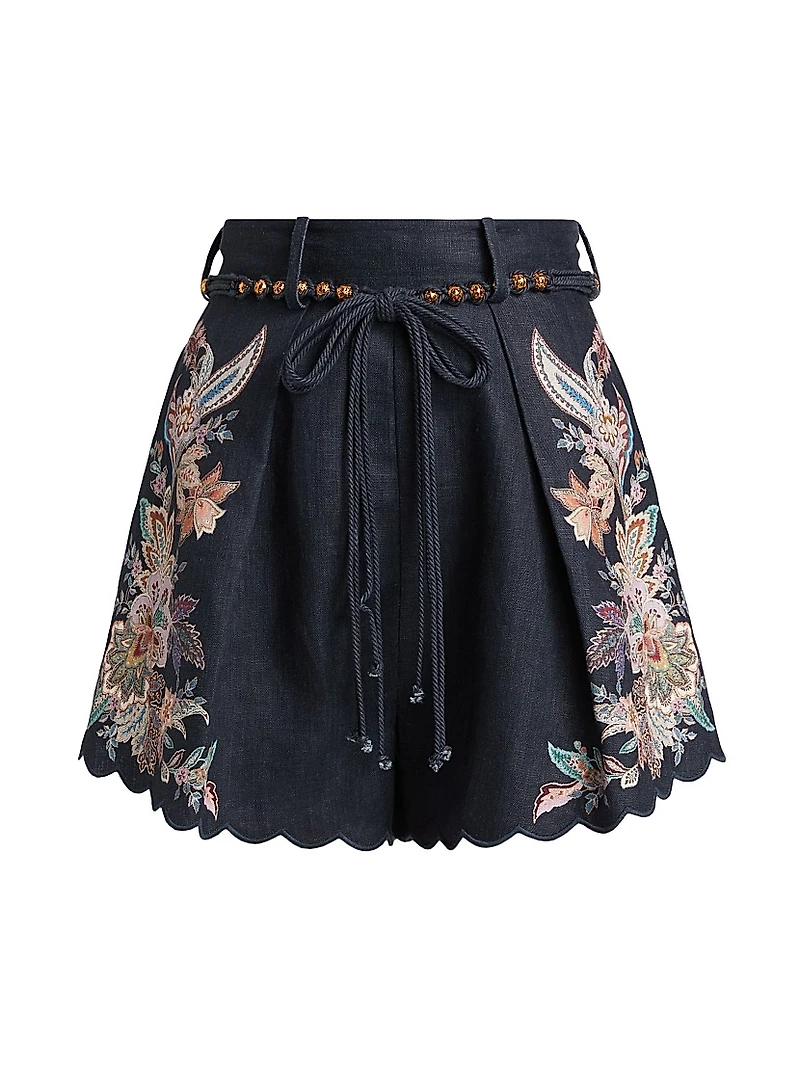 Rhiannon Printed Linen Tuck Shorts