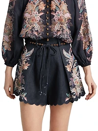 Rhiannon Printed Linen Tuck Shorts