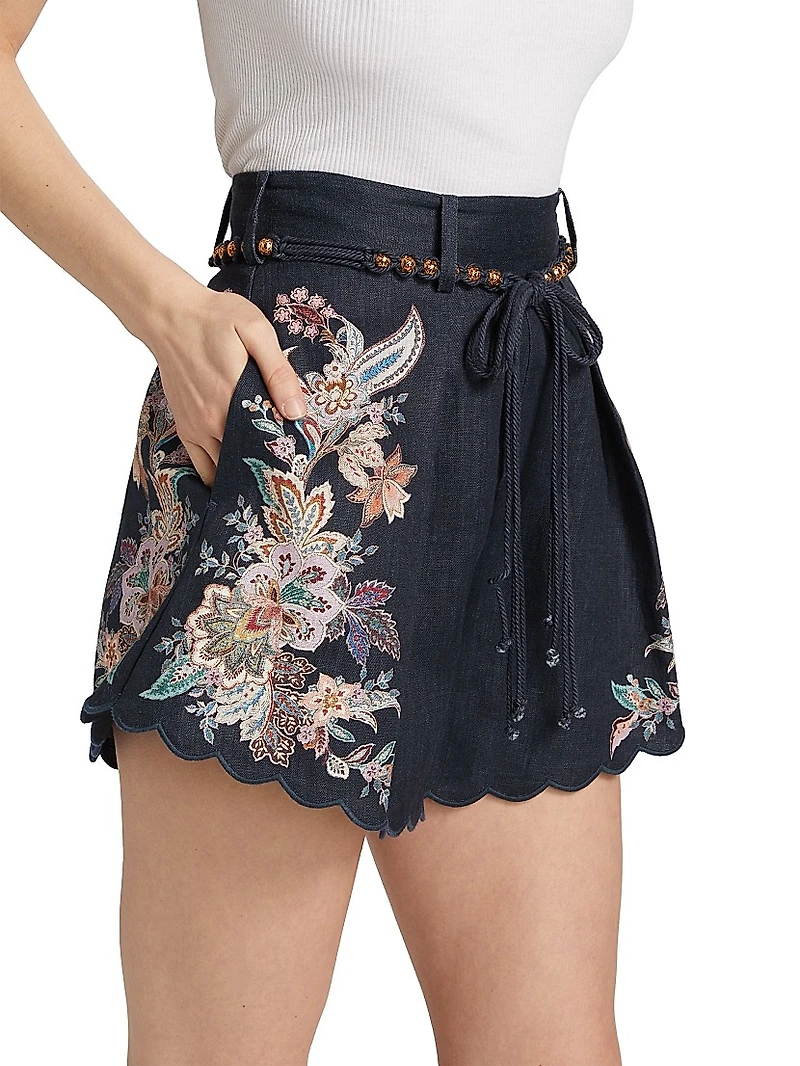 Rhiannon Printed Linen Tuck Shorts