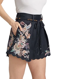 Rhiannon Printed Linen Tuck Shorts