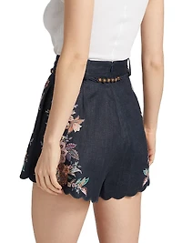 Rhiannon Printed Linen Tuck Shorts