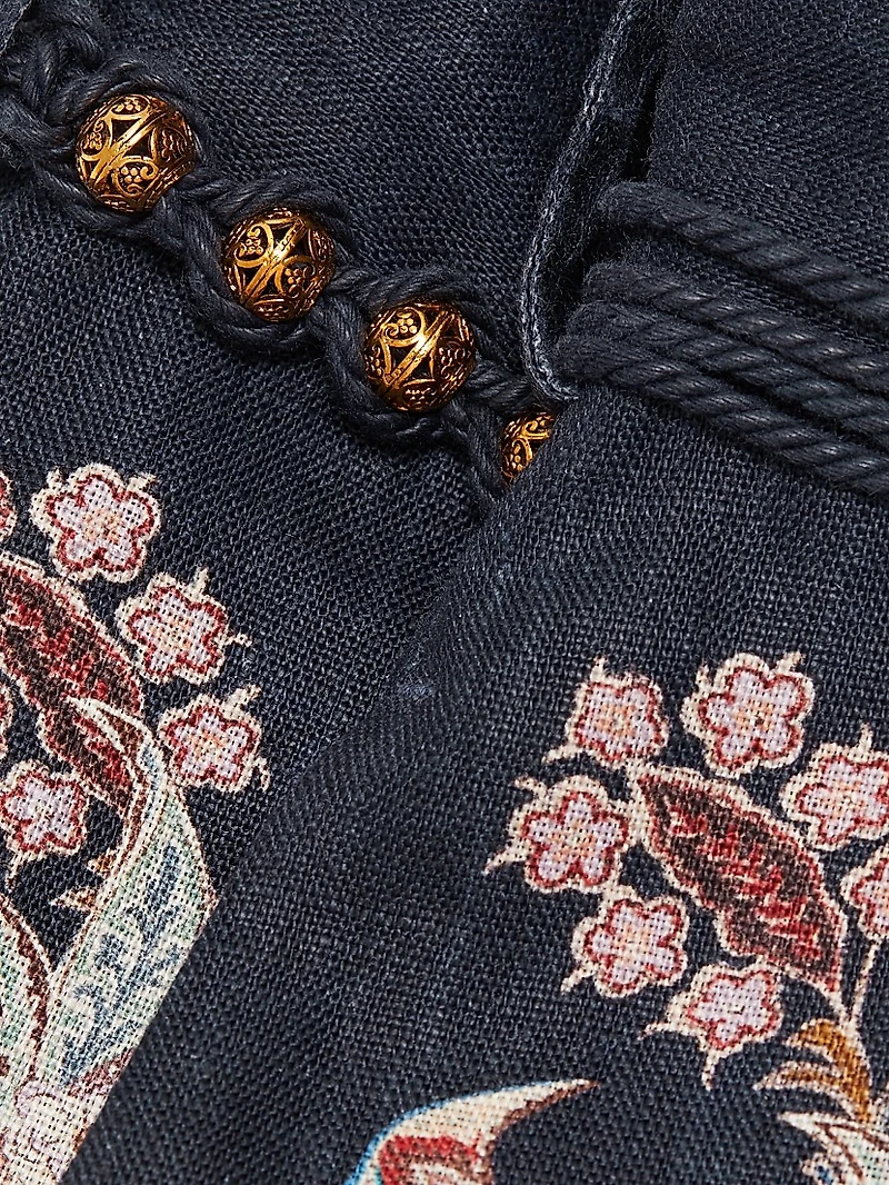 Rhiannon Printed Linen Tuck Shorts