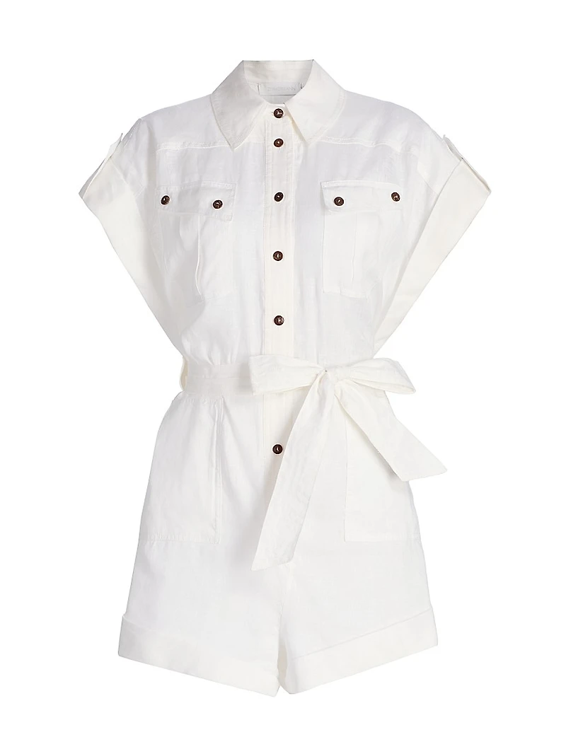 Coco Cuffed Linen Romper