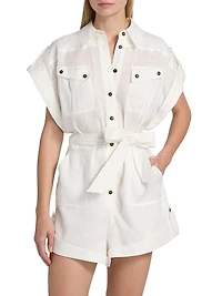 Coco Cuffed Linen Romper