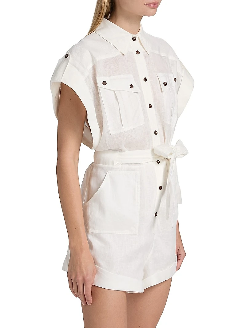 Coco Cuffed Linen Romper