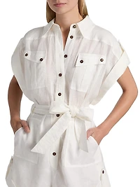 Coco Cuffed Linen Romper