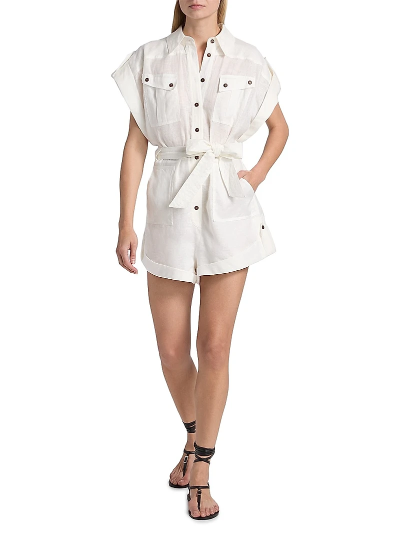 Coco Cuffed Linen Romper