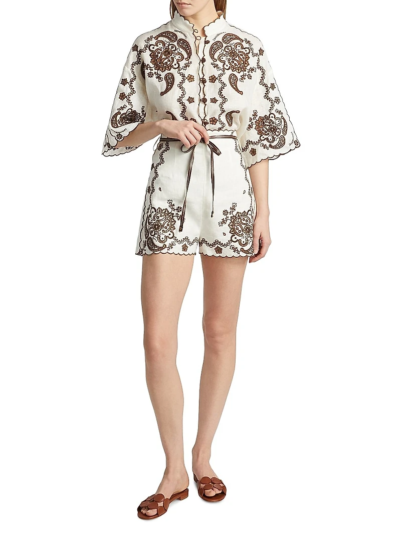 Ascension Embroidered Linen Shorts