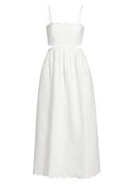 Rhiannon Scallop Linen Voile Midi-Dress