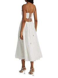 Rhiannon Scallop Linen Voile Midi-Dress