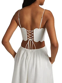 Rhiannon Scallop Linen Voile Midi-Dress