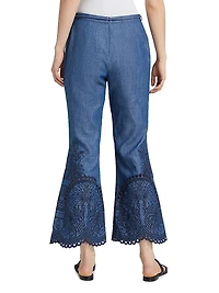 Coco Embroidered Cotton Flared Pants