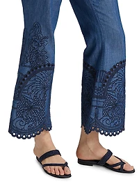 Coco Embroidered Cotton Flared Pants