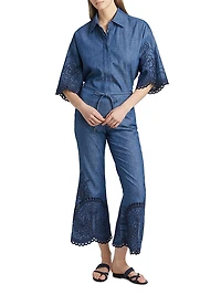 Coco Embroidered Cotton Flared Pants