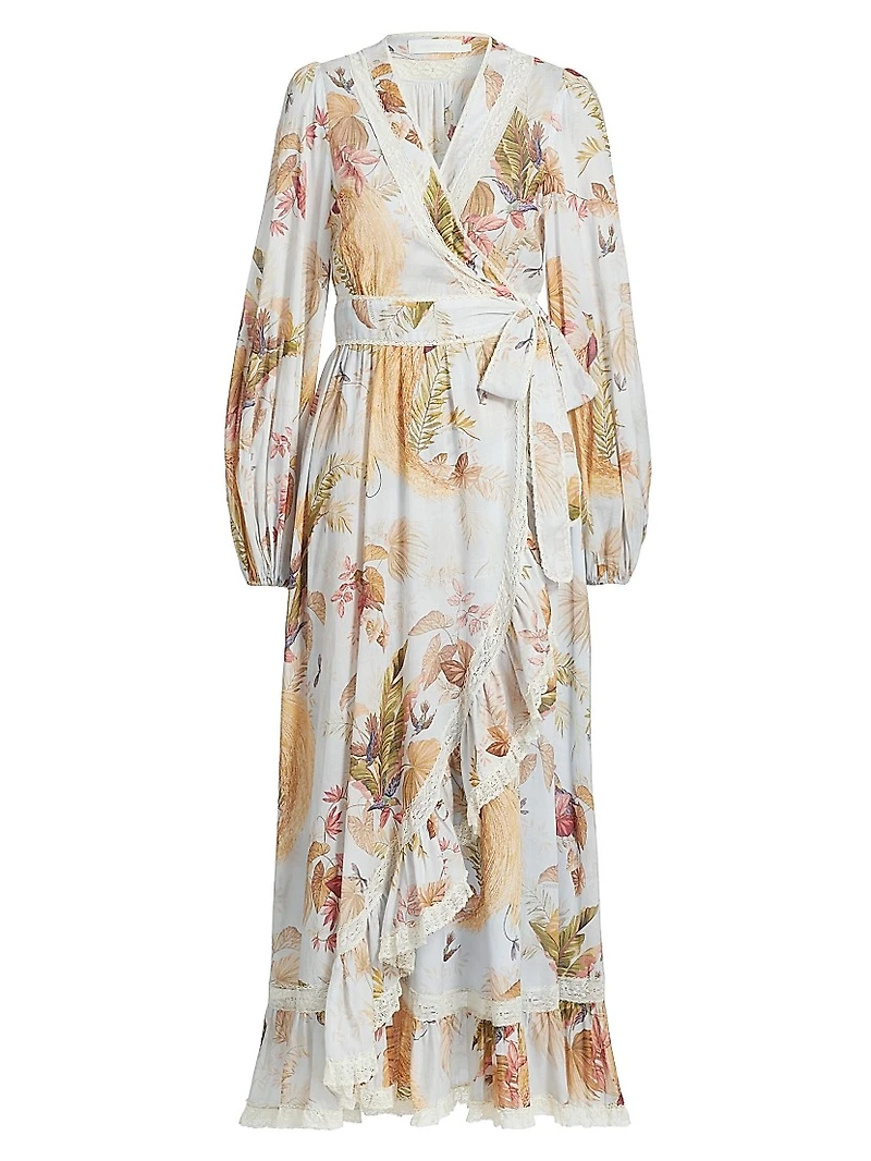 Ascension Lace-Trimmed Printed Cotton Midi Dress