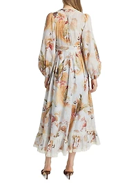 Ascension Lace-Trimmed Printed Cotton Midi Dress