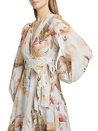 Ascension Lace-Trimmed Printed Cotton Midi Dress