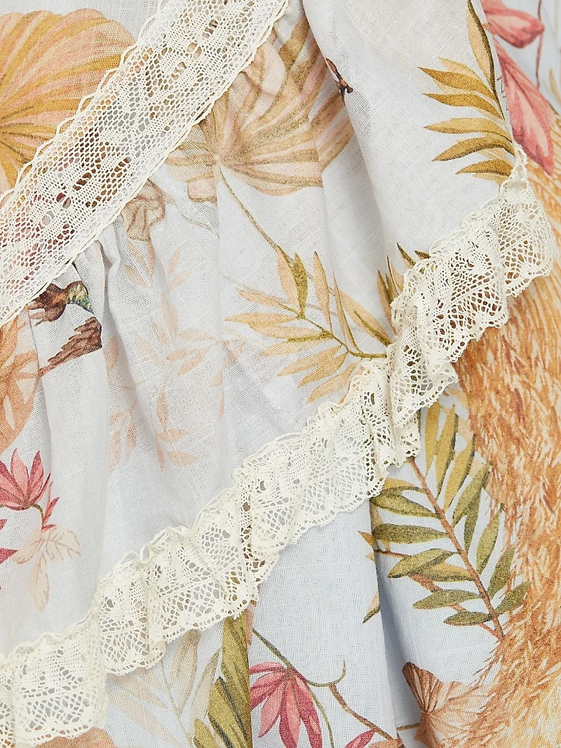 Ascension Lace-Trimmed Printed Cotton Midi Dress