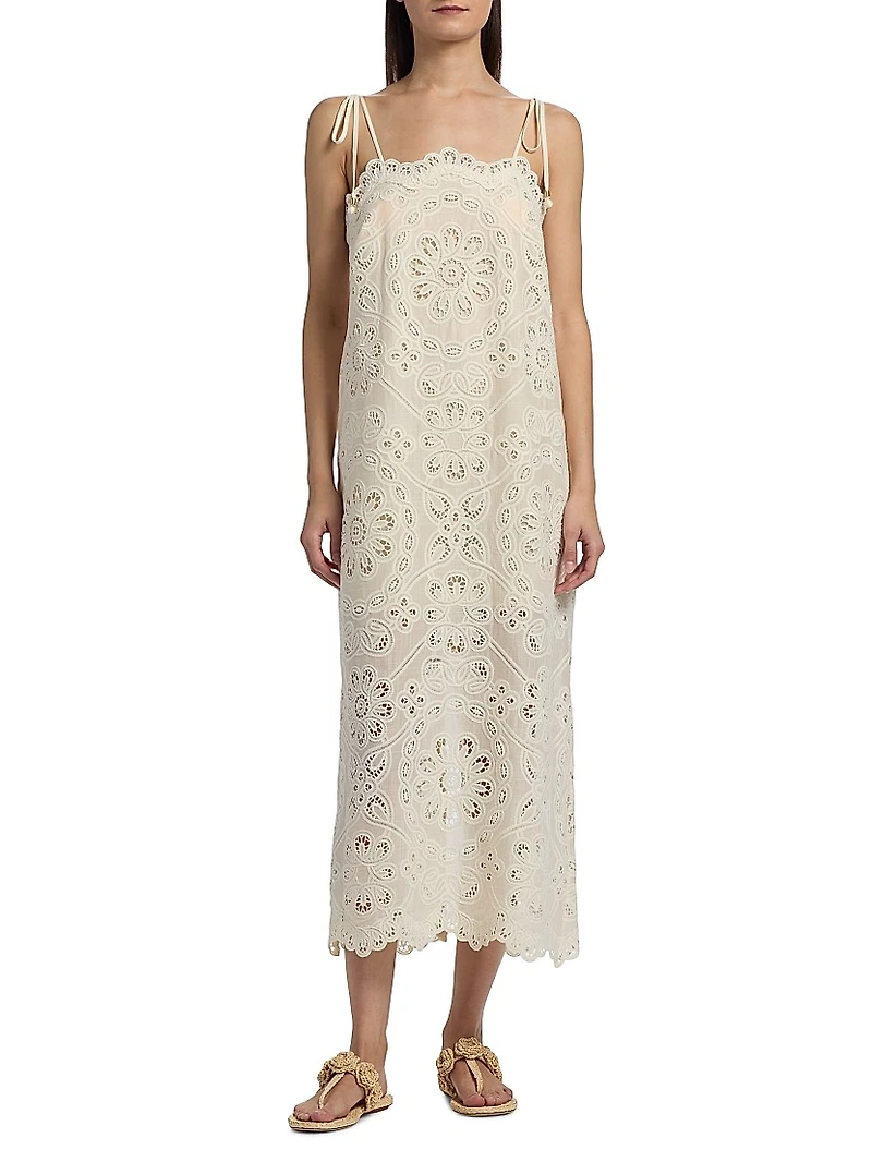 Rhiannon Embroidered Cotton Midi-Dress