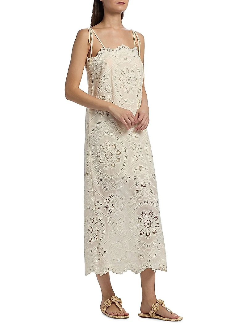 Rhiannon Embroidered Cotton Midi-Dress