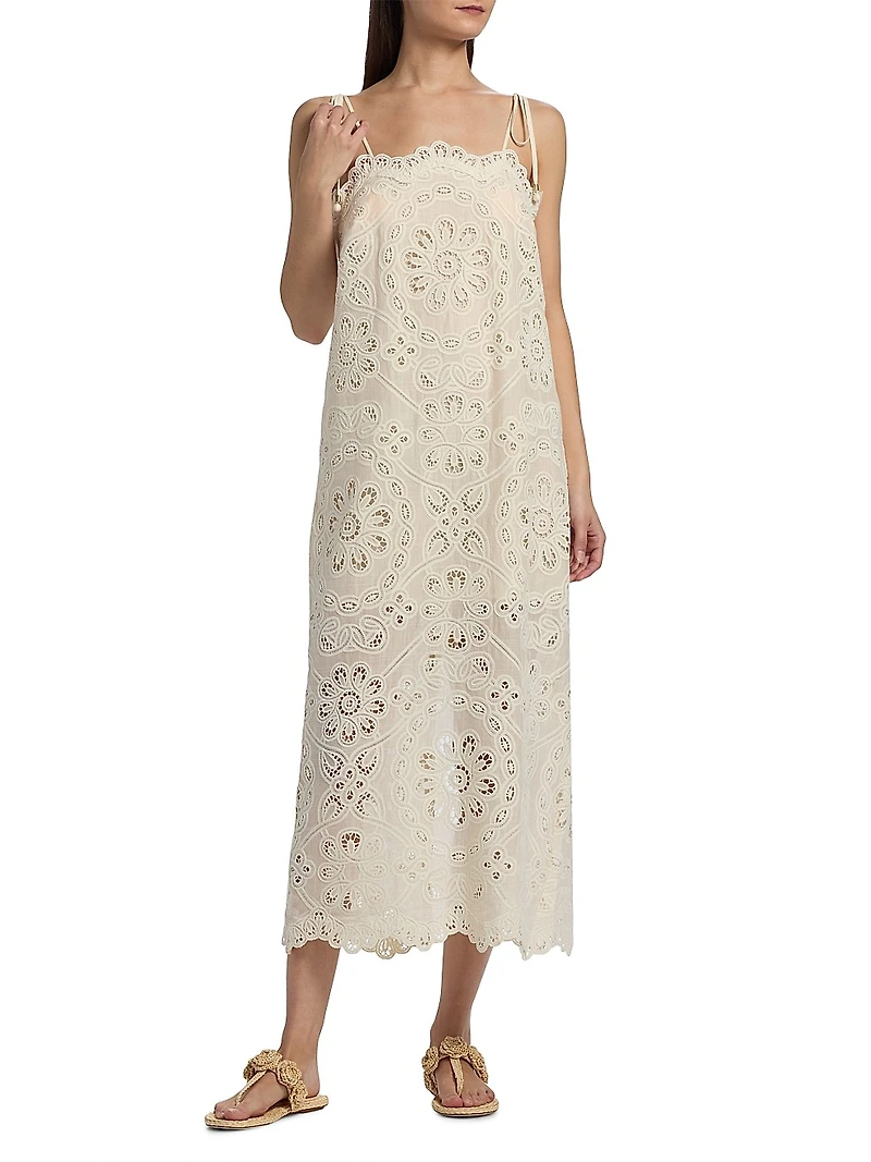 Rhiannon Embroidered Cotton Midi-Dress