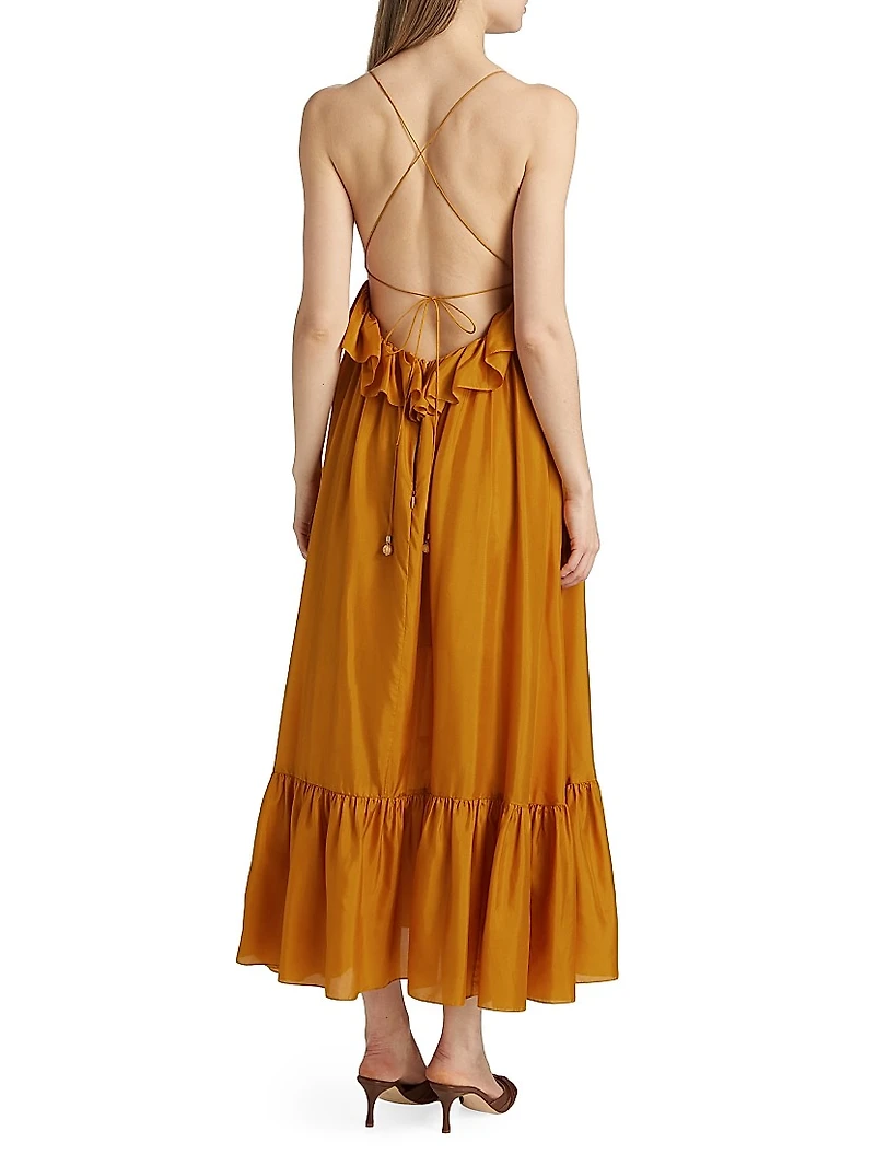Rhiannon Ruffled Silk Maxi Dress