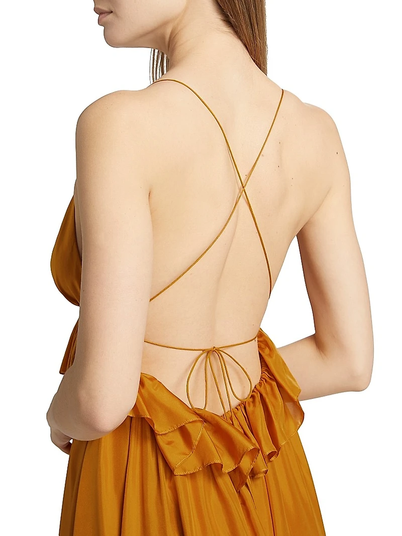 Rhiannon Ruffled Silk Maxi Dress