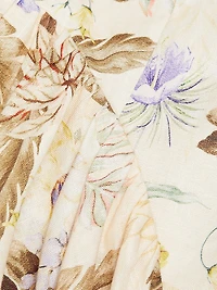 Coco Leaf-Printed Linen Midi-Dress