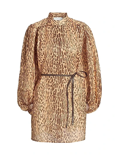 Cascadian Leopard Linen Tunic Dress
