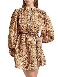 Cascadian Leopard Linen Tunic Dress