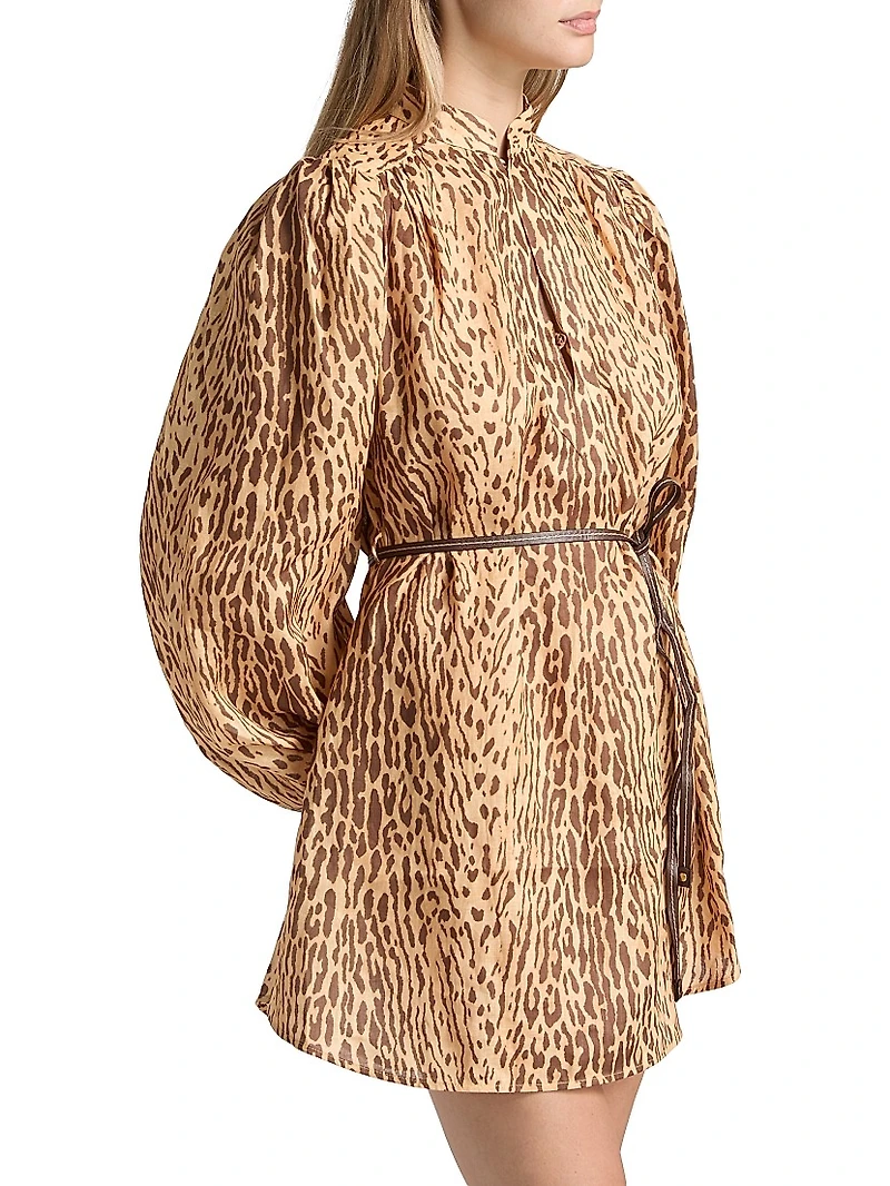 Cascadian Leopard Linen Tunic Dress